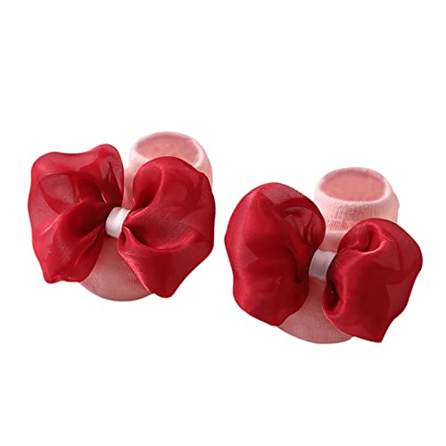 Mercatoo Soft Toddler Bottom Kids Socks Bowkot Shoes Socks Socks Children Princess Socks Floor Baby Socks Sock, Red, 0-12 Months