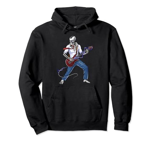 Esqueleto Heavy Metal Guitarrista Rock Música Guitarra Sudadera con Capucha