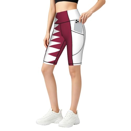 Short de yoga pour femme avec poches motif Qatar taille haute pour gym