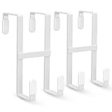 FYY 2 Packs Over The Door Hooks, Double Sided Door Hanger Hook - Heavy Duty No Drill Wall Hooks for Hanging Coats, Towels, Bags, Kitchen Closet Fits Most Doors Up to 1-7/8' Thickness (5.12' L, White)