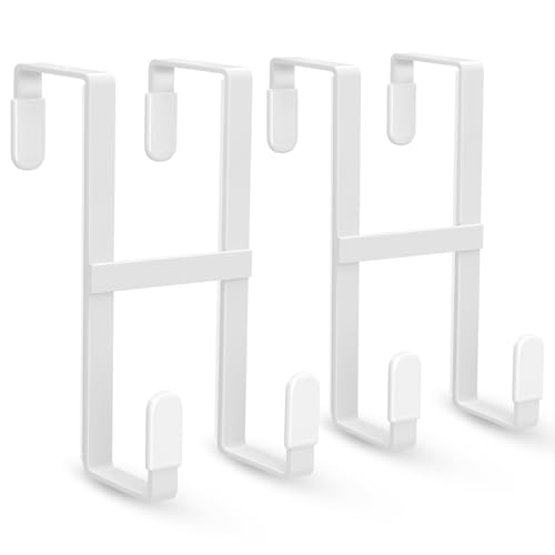 FYY 2 Packs Over The Door Hooks, Double Sided Door Hanger Hook - Heavy Duty No Drill Wall Hooks for Hanging Coats, Towels, Bags, Kitchen Closet Fits Most Doors Up to 1-7/8