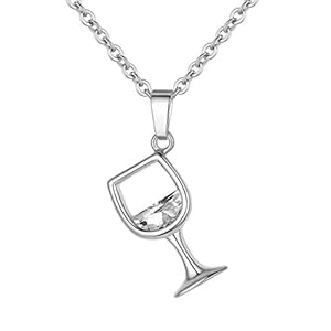 Yowablo Halskette Charms Geschenk Lange Glaskette Anhänger Zirkonia Schmuck Damen Wein Halsketten Anhänger Ketten Aufhänger Wand