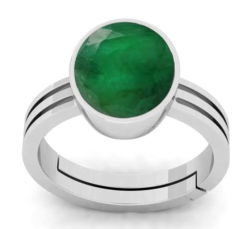 Bague émeraude naturelle non chauffée ajustable en argent pour homme et femme