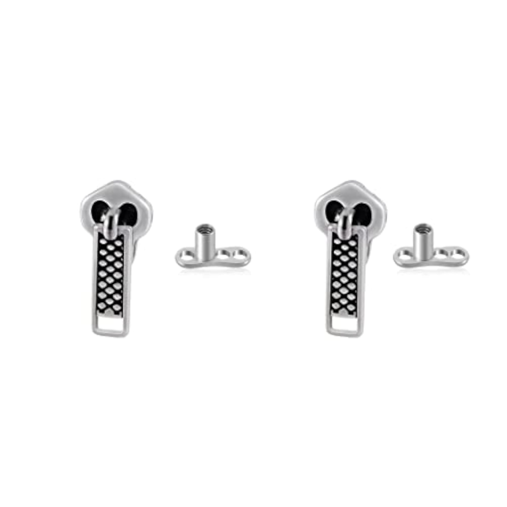 Silver Color 14G Dermal Piercing Tops and Bases, Stainless Steel