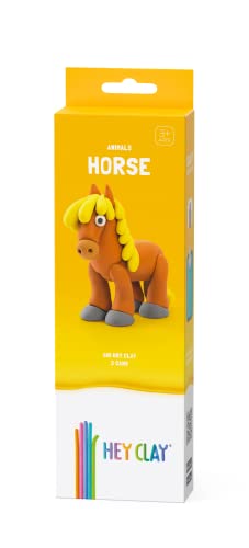 Image of Hey Clay Animals - Claymate Horse - Colorful Modeling Air Dry Clay for Kids - Air Dry Clay Kit 3 Cans with Fun Interactive App