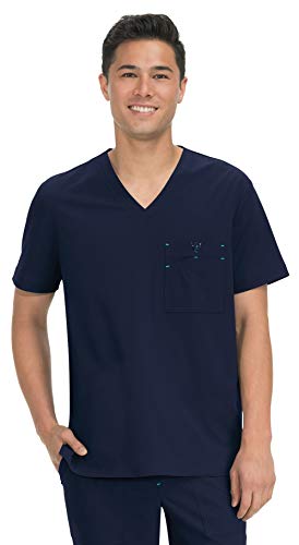 KOI Basics Bryan Men's 1-Pocket Tuck-in Scrub Top Navy X-Large