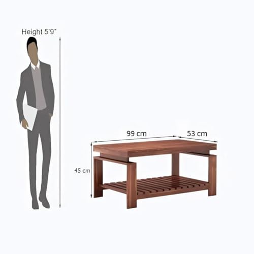 Image of MAMTA DECORATION Solid Sheesham Wood Coffee Table for Living Room | Wooden Center Table with Shelf Storage for Home, Hall, Office & Lounge | Modern Tea Table | Rectangular Coffee Table | Honey Finish