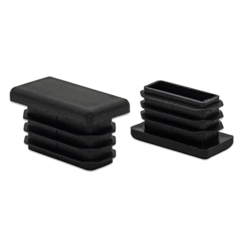 Image of Flyshop 8 Pack Black Chair Glide Inserts Plastic Plugs Rectangle Pipe Tubing End Caps 13 x 26 mm, 1 /2 inch x 1 inch