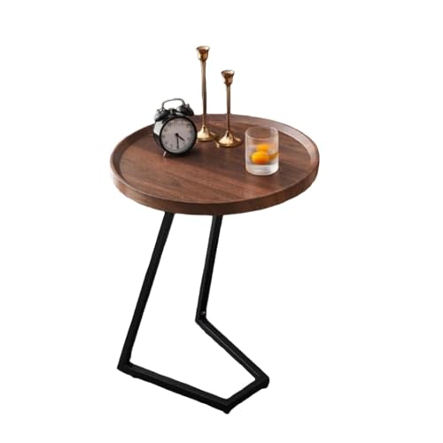 AOUDNサイドテーブル ソファーテーブル 省スペース ソファー差し込み 耐久性 おしゃれ 食卓 小型 木目調 防水性 耐油性 組立簡単 移動便利 ベッド横 ベッドサイド 一人暮らし (50*50*60cm,ブラックフレーム+ウォールナットカラー)