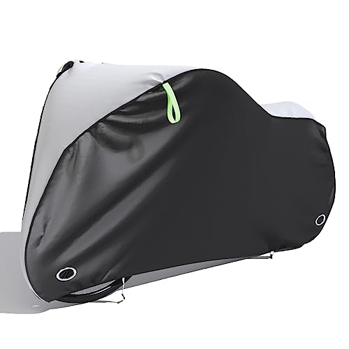 Fahrradabdeckung Wasserdicht, Fahrradgarage Wetterfest Plane für Aussen,600D Oxford-Gewebe Wasserdichte Fahrradschutzhülle Mit Verschlussösen 200*115*80cm