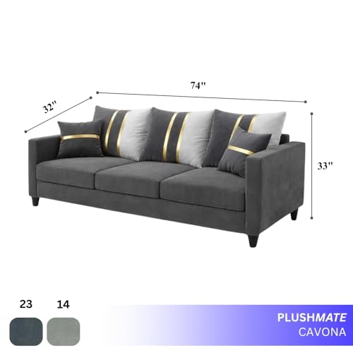 Image of Jester Plush Comfort Sofa | 3 Seater | Luxury Velvet Suede Fabric | Modern Living Room Sofa | Dark Gray