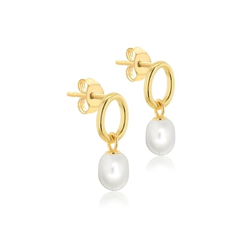 Pendants d'oreilles or jaune 9 ct et perle d'eau douce pour femme