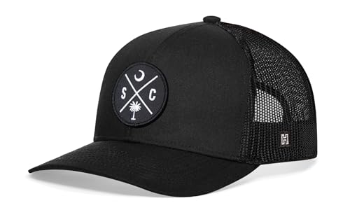 Image of HAKA State City Trucker Hat for Men & Women, Adjustable Baseball Hat, Mesh Snapback, Sturdy Outdoor Black Golf Hat