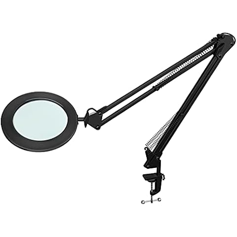 Beyamz Lupenleuchte Lupenlampe / 105 mm 5-Dioptrien-Echtglas / 3 Farbmodi / 10-stufig Dimmbar / 750 LM Leuchten mit 72 LEDs / 90cm Arbeitsradius/USB-Anschluss (Schwarz) Cover