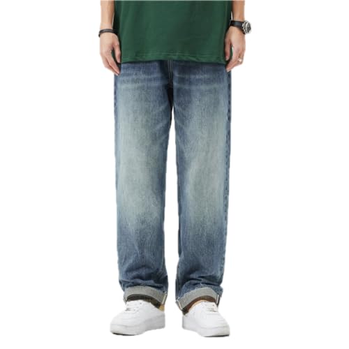 Jeans Pants Trousers Denim Rear Pocket Camouflage for Men's Niche Design Sense Washed Loose Straight Down Commuter Wear