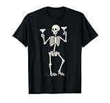 Funny Halloween Skeleton Drinking Martini Cocktail T-Shirt