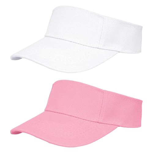 2 Pcs Kids Girls Boys Visor Sports Sun Visor Hats Adjustable Cotton Tennis Golf Visor Hat Beach Hat Baseball Cap