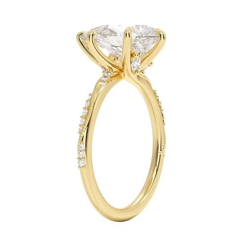 1 to 3 CT Pear Cut Moissanite Engagement Ring for Women Prong Set Hidden Halo Dainty Wedding Ring in 925 Sterling Silver or 10K 14K 18K Solid Gold Handmade Bridal Jewelry Gift Box2