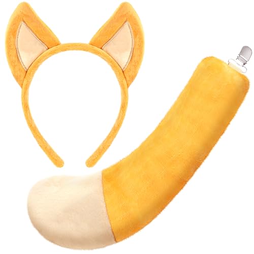 Pullcrease PUM-PULLCREASE-0303 2 Pcs Dog Ears And Tail Costume Set Cartoon Dog Headband Halloween Party Headwear Gifts Animal Cosplay Accessories cover