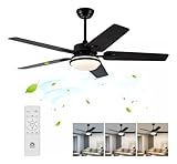 Megaluz FHM046N Ventilador de techo con luz led y control remoto, 52 pulgadas, luz fría, cálida y neutra, aspas rectas,...
