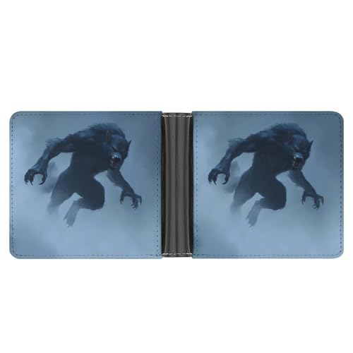 Image of Werewolf Classic Bifold Wallet for Men PortableID Window Large Capacity Slim Leather Wallets