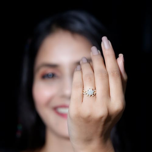 Certified Moissanite Flower Engagement Ring, D-Vs1 Quality, Moissanite 7mm Round Shape Engagement Ring - Ready To Gift4