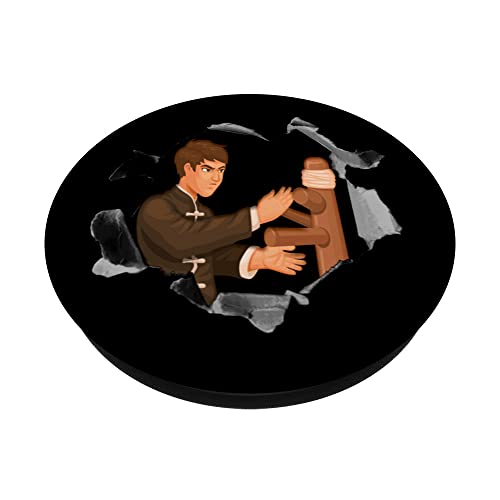 Wing chun dummy PopSockets Swappable PopGrip, Black - Image 2