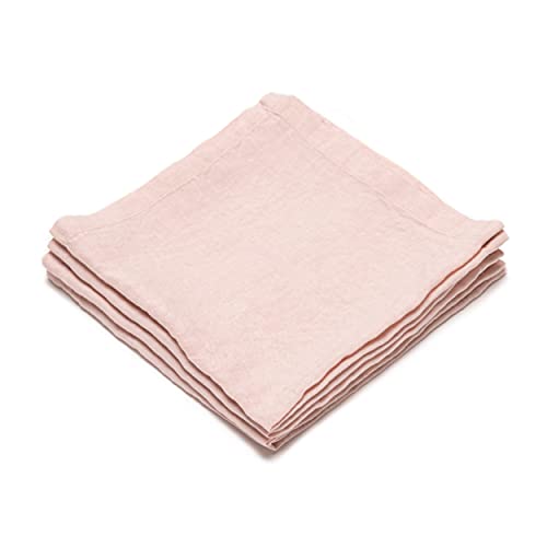 LinenMe Stone Washed X4 Napkins, 21 by 21", Rosa