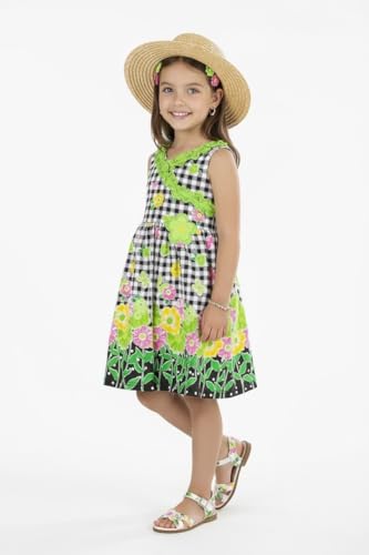 Image of ToBeInStyle Girls Two Piece Short Sleeve Dress and Matching Bolero Crop Cardigan Assorted Prints Cotton Blend Summer Outfit