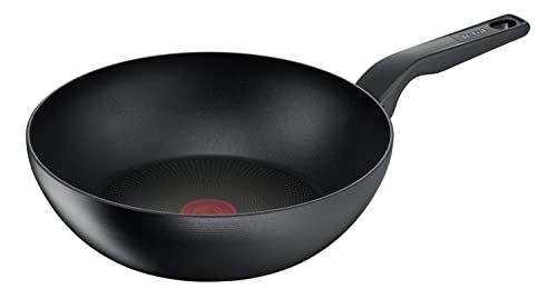 Tefal Hard Titanium Pro Wokpfanne 28cm, Antihaftversiegelung, Thermo-Signal bei idealer Brattemperatur, für alle Herdarten geeignet, induktionsgeeignet, Schwarz, G28919