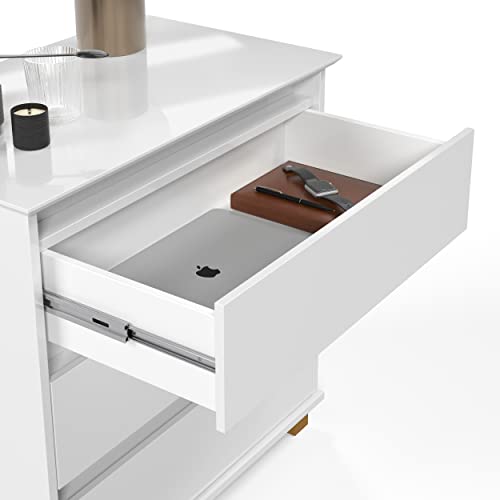 Mini Comôda Chloe Luxo com 3 Gavetas Branca