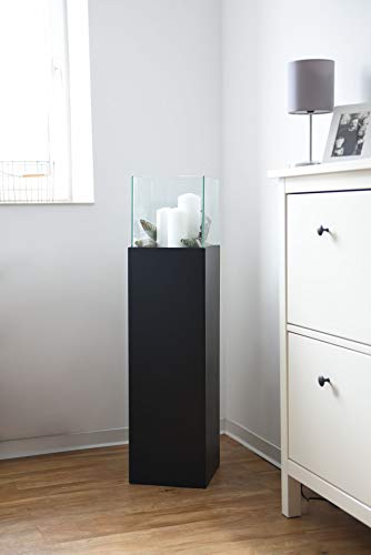 VIVANNO Windlichtsäule Kerzenständer hoch 100 cm Dekosäule Schwarz Matt Laterne