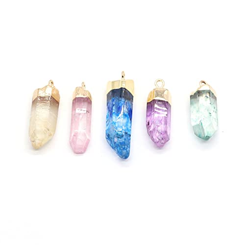 Pendentif pierre semi-précieuse rose pour création de collier et boucle d'oreille - 3