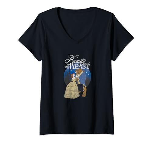 T-shirt Disney La Belle et la Bête pour look décontracté femme col V vintage