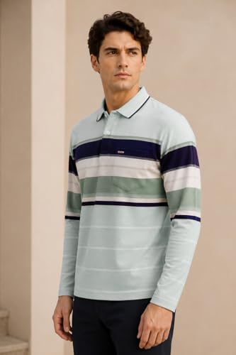 Image of Full Sleeve Polo T Shirt for Men Cotton with Pocket and Collar - Regular Fit Tshirt
