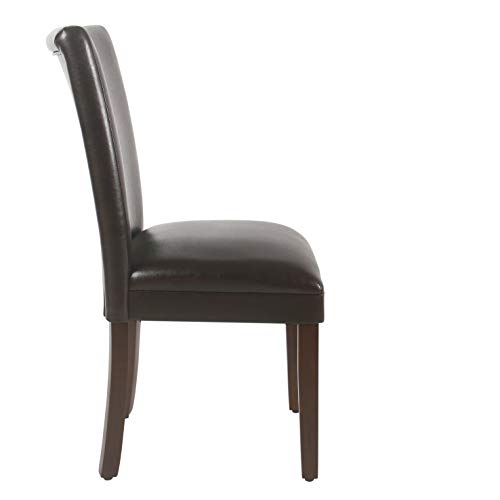 Homepop Parsons Upholstered Accent Dining Chair, Set Of 2, Dark Brown Faux Leather #TOP3