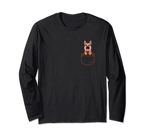 Cute shepherd dog in the breast pocket dogs dog lovers Long Sleeve T-Shirt, Black