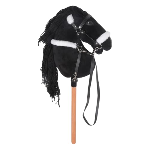 Tête de cheval en peluche sur bâton en bois jouet de rôle enfants