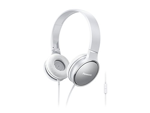 panasonic earphones white - PANASONIC 2-Tone Color Foldable Headphones with Microphone, Call Controller and 3.9 ft Audio Cord Compatible with iPhone, BlackBerry, Android - RP-HF300M-W - On-Ear Headphones (Silver/White)