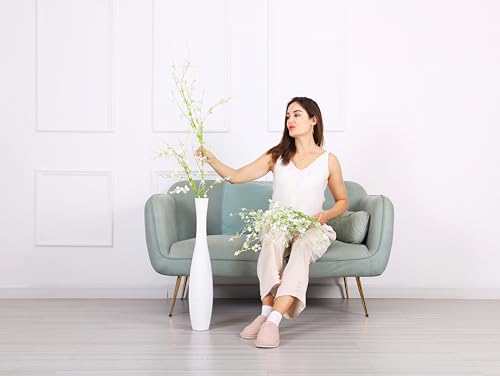 Image of Leewadee Decorative Tall Floor Vase for Living Room Decor, 26 inches, White, Resin