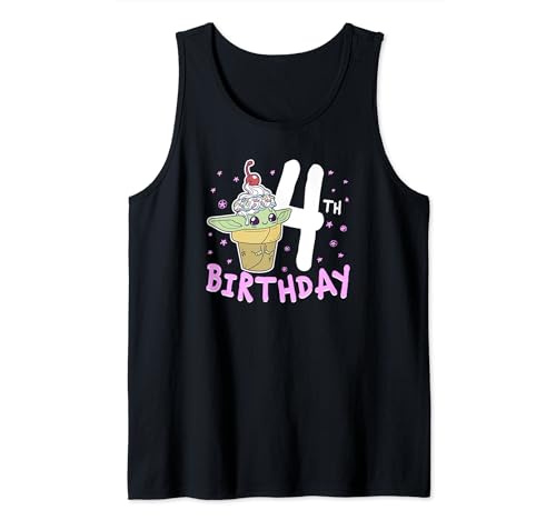 Camiseta Grogu 4th Birthday para fiestas infantiles de verano y juegos en parque