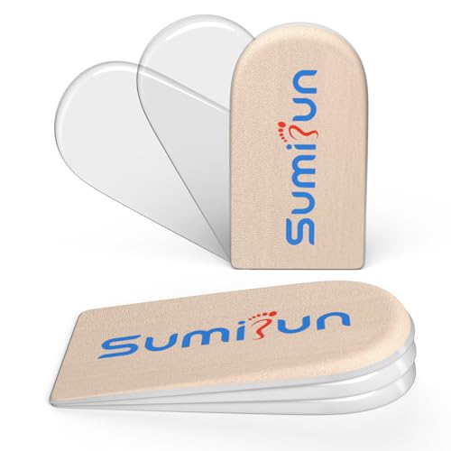 Sumifun Insertos de levantamiento de talón, insertos de gel para zapatos para mujer, almohadillas ortopédicas ajustables para dolor de talón y discrepancias de longitud de pierna, copas de talón de 1