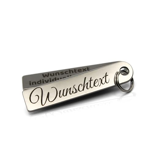 Generisch Schlüsselanhänger Edelstahl mit Gravur – beidseitig personalisierbar mit Wunschtext, Name oder Telefonnummer | Kontakt bei Verlust, Geschenkidee für Männer und Frauen