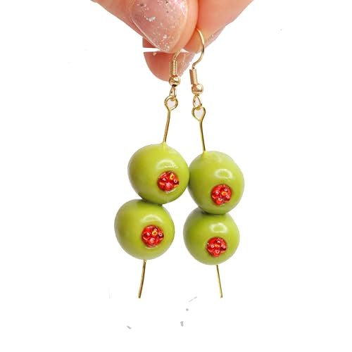 Handmade Olive Cocktail Earrings/Olive Earrings/Olive Martini Earrings/Fun Food Earrings/Olive Gift/Olive Jewelry/Olive Lover Gift/Olive Pimento