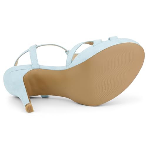 Allegra K Allegra K Women's T Strap Slingback Platform Stiletto Sky Blue Heel Sandals 9 M US