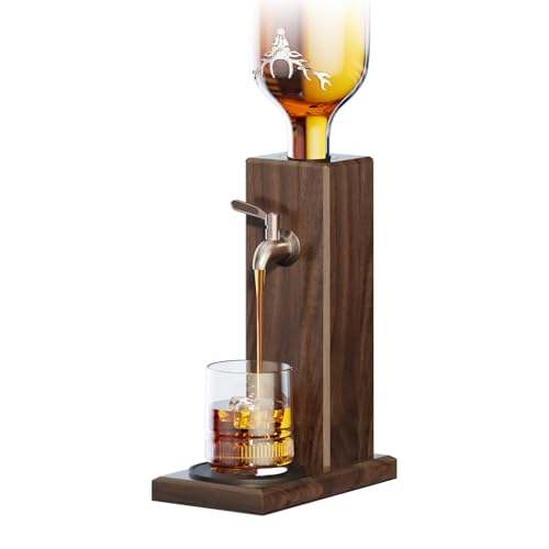 Ash Wood Whiskey Liquor Dispenser for Home Bar,Leakproof Alcohol Dispenser for Bourbon/Scotch,Includes Liquor Bottle Pour Spouts,Ideal Whiskey Gifts for Men (Father's Day,Birthday) Man Cave