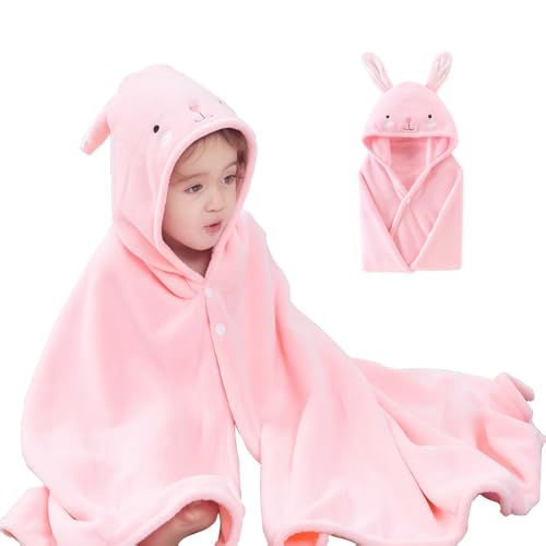 IFaryMes Toalla de baño para niños pequeños, toallas de bebé con capucha, 27.5 x 55 pulgadas, ultra absorbente, suave, toalla de ducha para niños y niñas (rosa arcoíris)