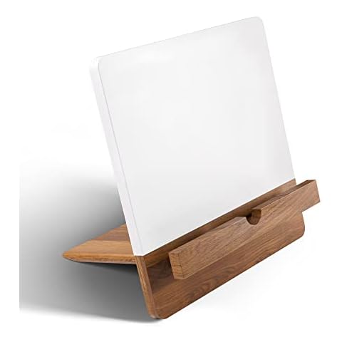 Cookbook Stand for Kitchen Counter - 12" x 12" Large Adjustable Acacia Wood Book Stand for Cookbooks - Recipe Book Holder Stand for Kitchen - Cook Book Stand for Kitchen - Wooden Cookbook Holder Stand Cover