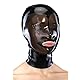 MFMYEE Bondage-Latexmaske, BDSM-Maske, Fetisch-Kapuze, Latex, Rollenspiel, Reißverschluss hinten, offener Mund und transparente Mikrolöcher auf der Vorderseite-Kopfbedeckung