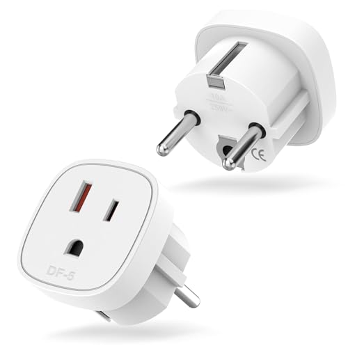 Ticenpe Adaptateur Prise USA vers France 2 Pièces Adaptateur USA vers EU, Adaptateur Prise Americaine vers France, Prise Americaine Adaptateur Francais (100~250V, 3250W)